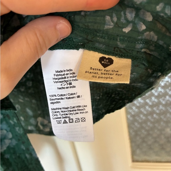 Madewell Green Floral Puff Sleeve Blouse NWOT - Picture 5 of 5